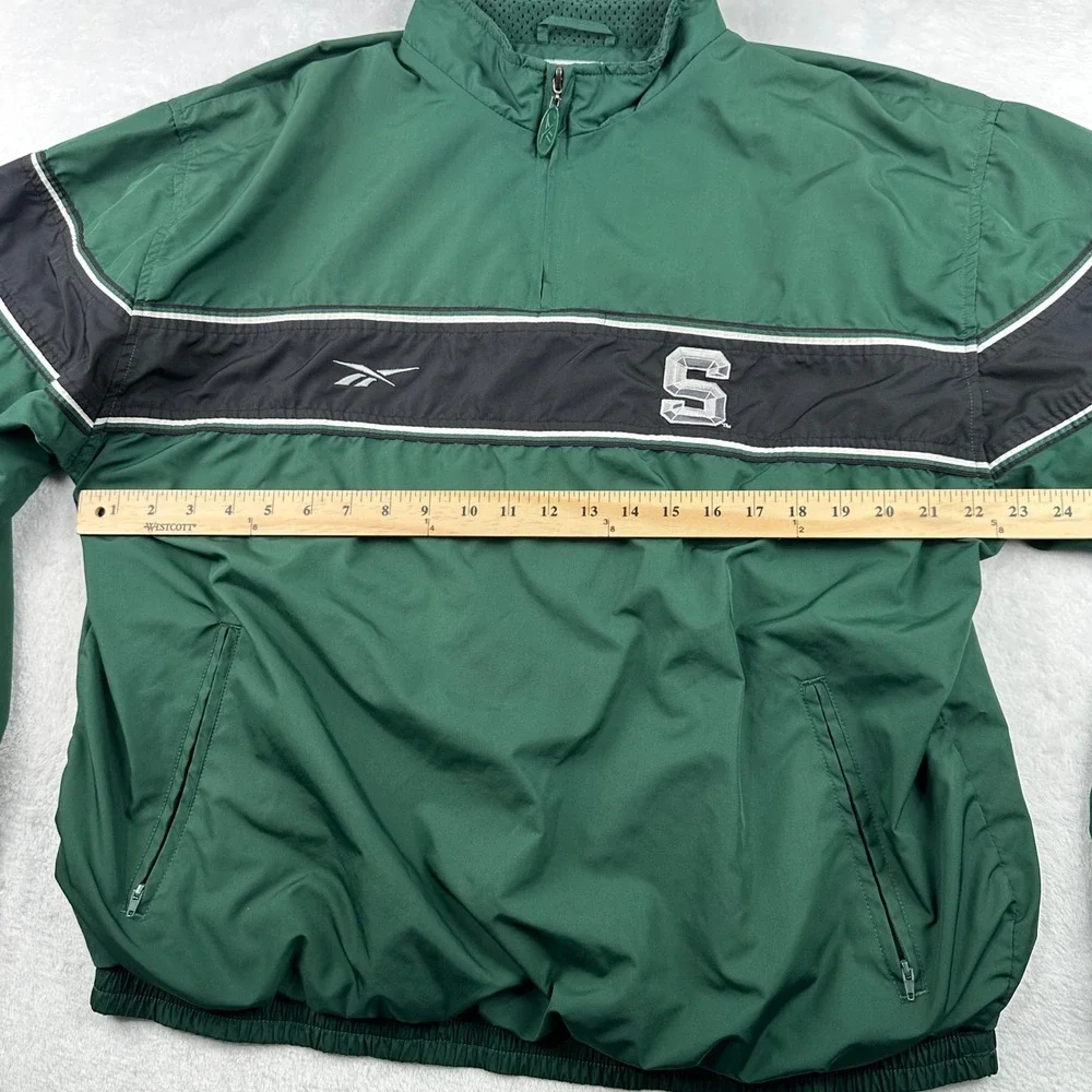 VTG Michigan State Spartans Mens L 1/4 Zip Windbreaker Jacket Reebok Y2K 90s MSU